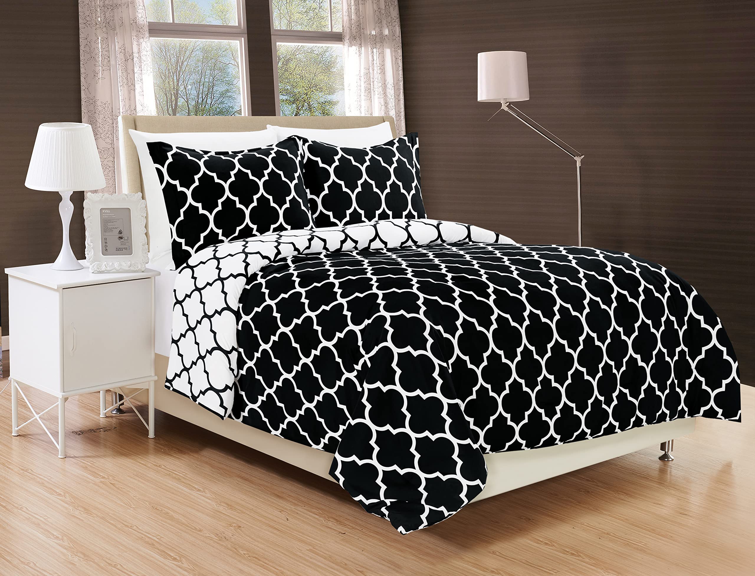 Elegant Comfort Goose Down Alternative Reversible 3-Piece Comforter Set - Breathable And Super Soft All Season Reversible Quatre